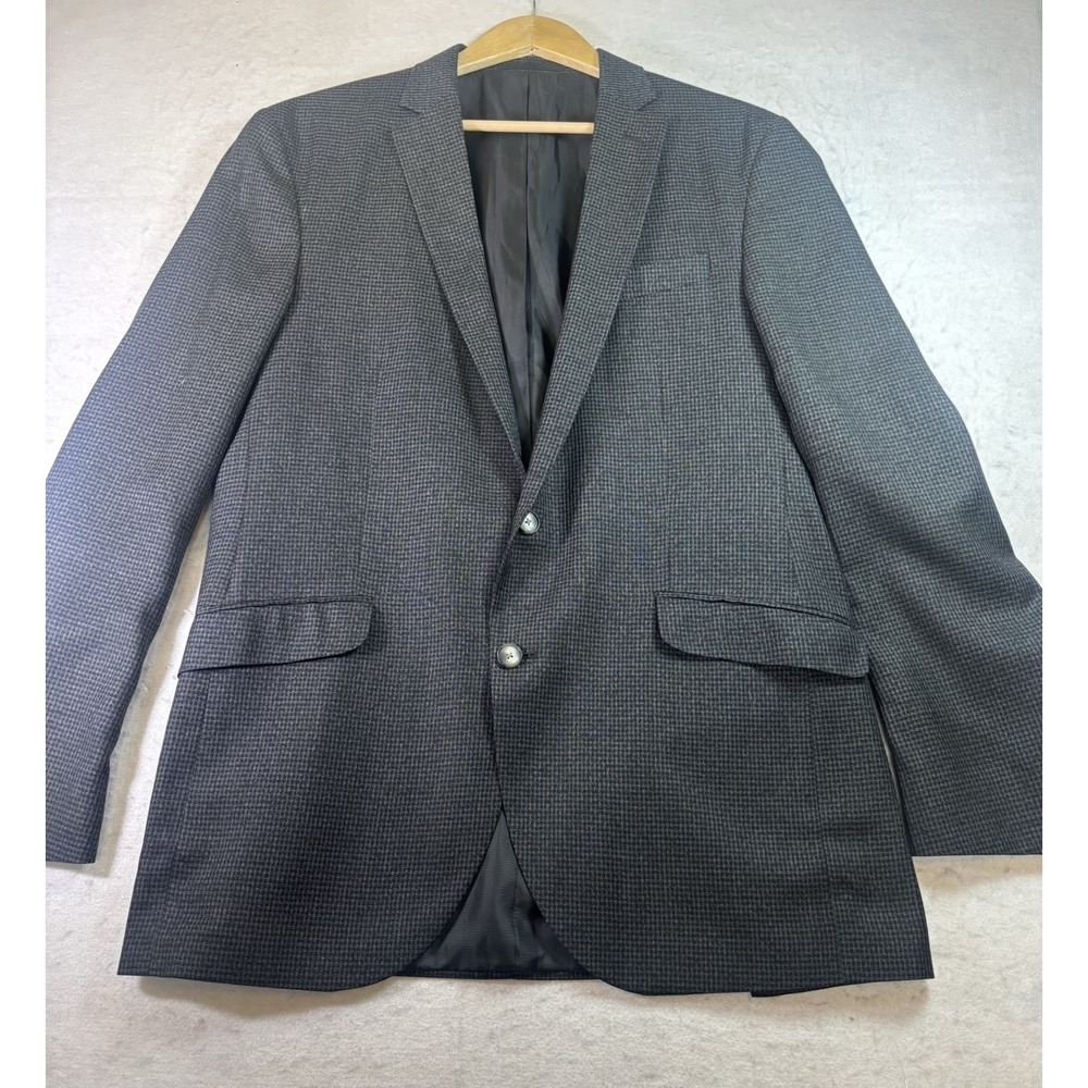 Kenneth Cole Reaction Mens 42L Gray Check 2 Button Blazer Sport Coat
